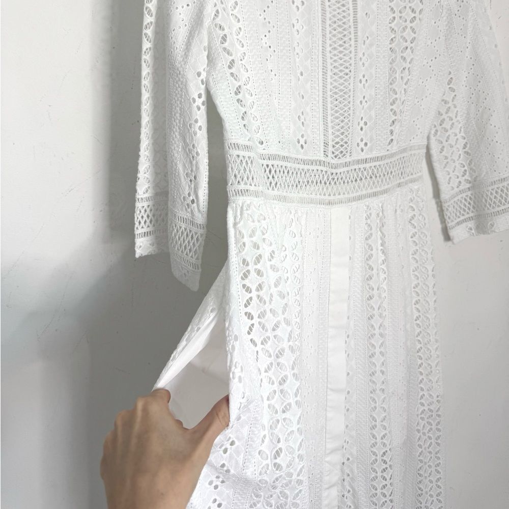 NWT LORETTA CAPONI Broderie Anglaise Cotton Midi Dress - Picture 10 of 15